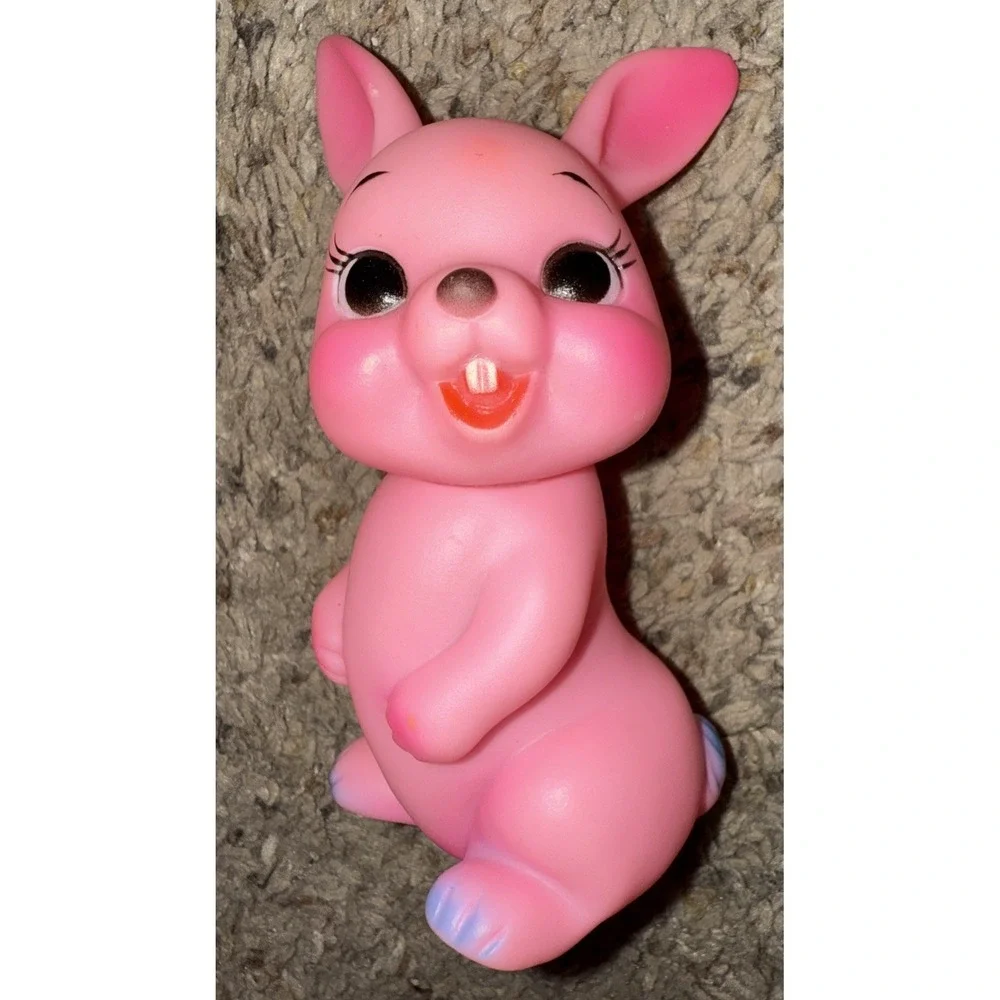 Vintage Easter Unlimited‎ Rubber Squeek toy Rabbit- Pink